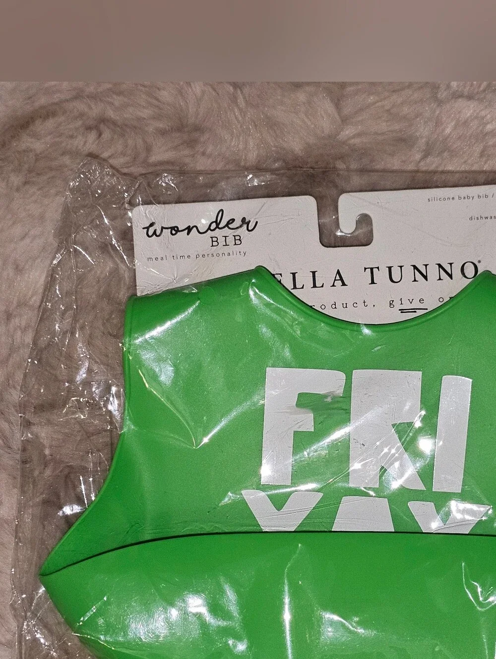 Bella Tunno Green 'Friyay' Silicone Bib, Freeze Pops, & Utensils Lot